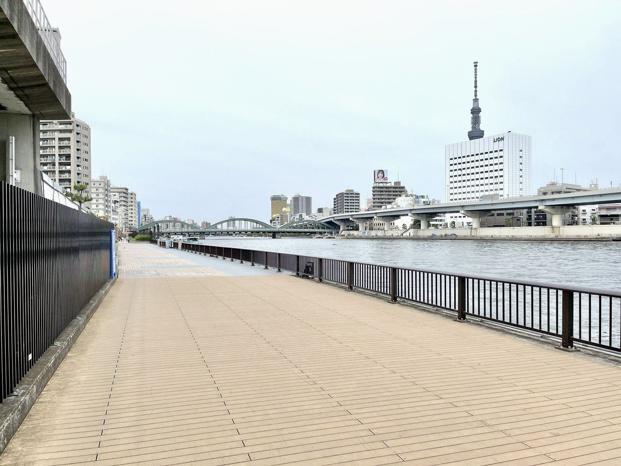マンション目の前には隅田川が流れています。ペットとお散歩をしたら気持ちいいだろうなあ。