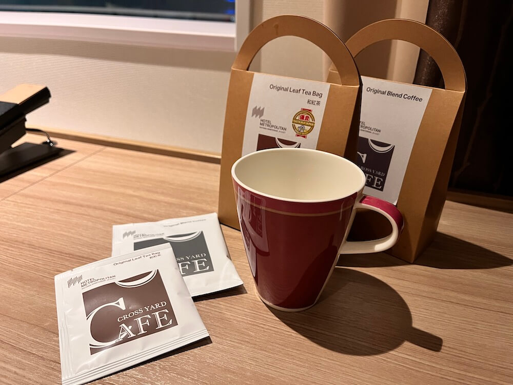 マグカップは「ホテルメトロポリタンさいたま新都心」オリジナルの和紅茶とコーヒーが一番おいしく飲める大きさに設計しているそう。徹底したこだわりです！
