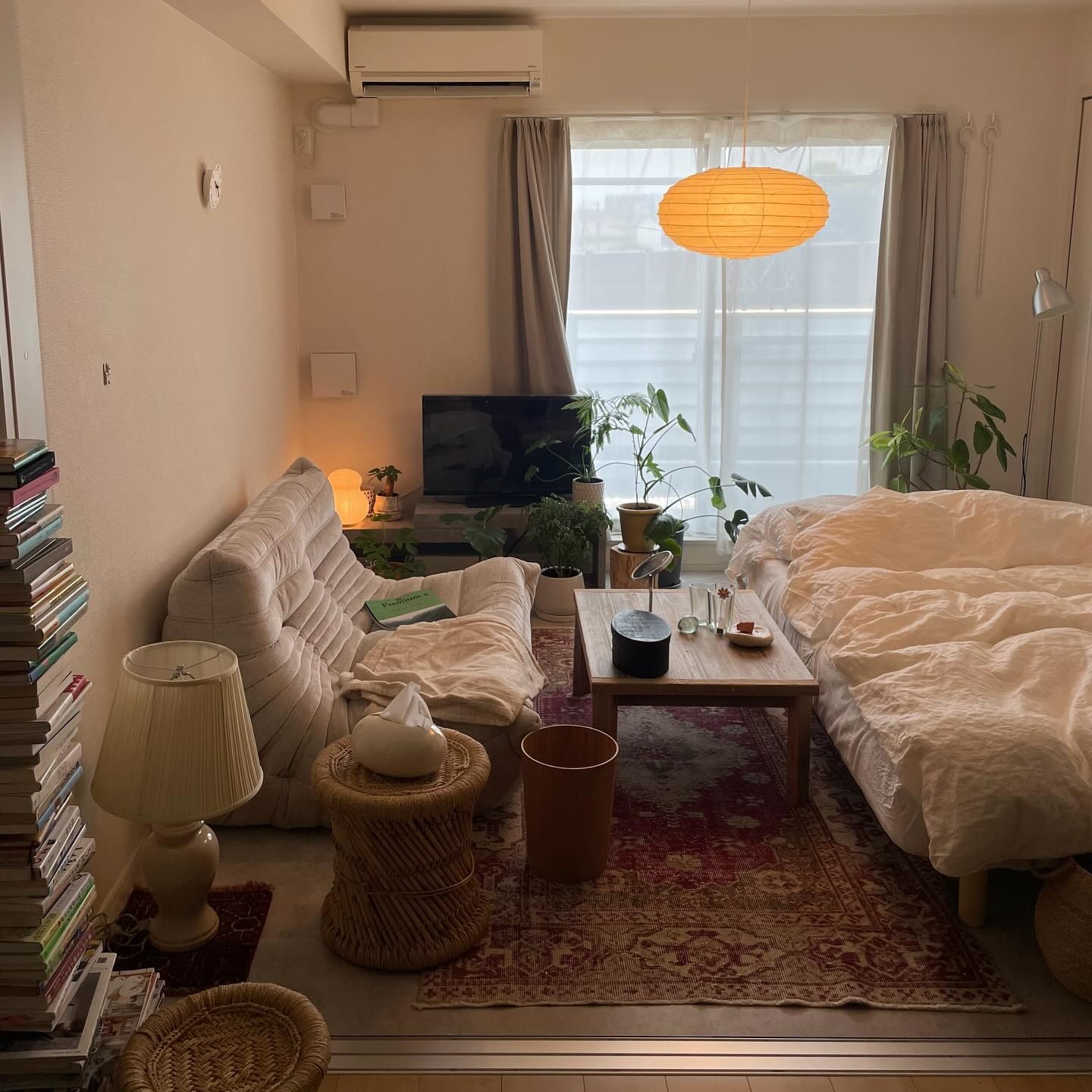 光と植物の映える白い部屋で、好きなものに囲まれ暮らす。一人暮らしの1LDKインテリア